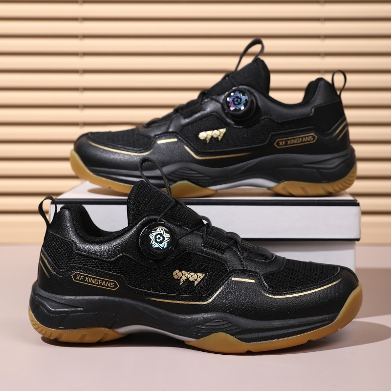 Botón giratorio sin ataduras zapatillas de bádminton antideslizantes profesionales de desgaste de tendón de torón zapatillas deportivas para hombres y mujeres