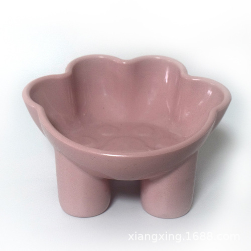Original high-leg slanted mouth integrated cute plastic pet bowl for cats and dogs, drinking and eating, wholesale cat bowl