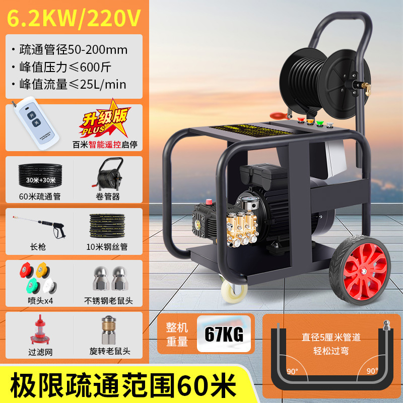 黒猫独創的な可変周波数高圧パイプ浚渫機ハウスキーピングクリーニング 220V 下水道パイプ浚渫および洗浄機卸売|undefined