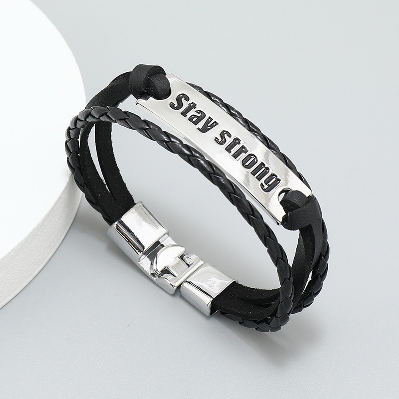 Fashion Letter Pu Leather Alloy Knitting Menu0027S Bracelets