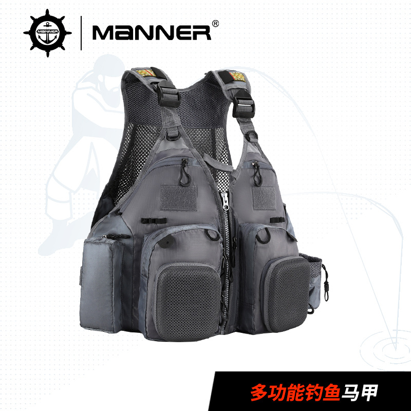 Cross-border hot-selling multifunctional multi-pocket portable fishing vest fly fishing vest lure jigging suit adjustable 