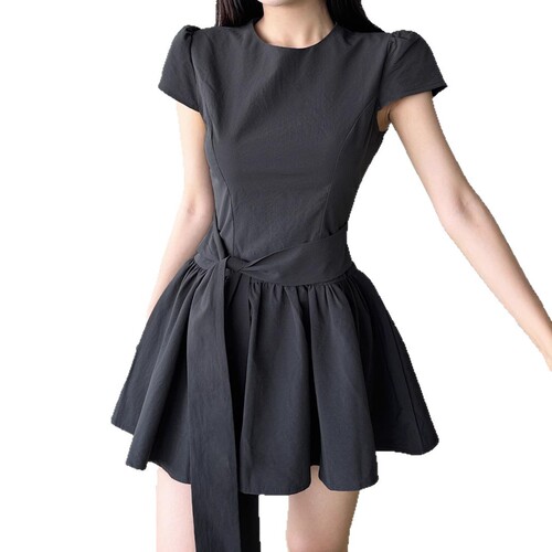 Elegant waist-cinched strapless slimming dress, French daily casual A-line maxi skirt, INS short dress for women