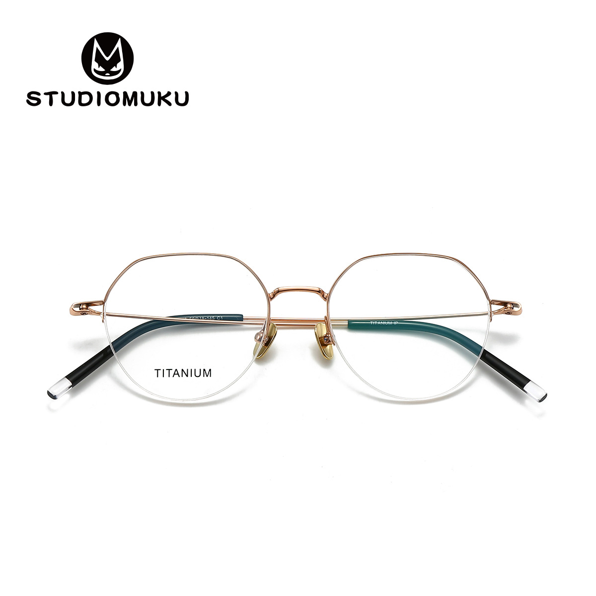 Gafas frescas de madera STUDIOMUKU, atmósfera exquisita, gafas poligonales, montura de gafas de clase social retro