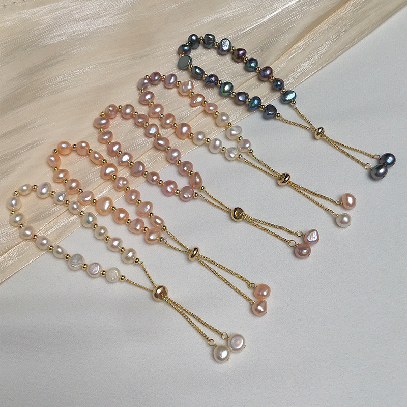 天然淡水巴洛克异形珍珠手链网红抽拉可调节手链淘宝微商一件代发