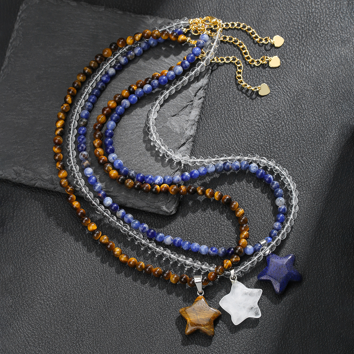 Cross-Border Popular Natural Crystal Necklace Tiger Eye White Crystal Beaded Necklace Bohemian Pendant Jewelry Wholesale