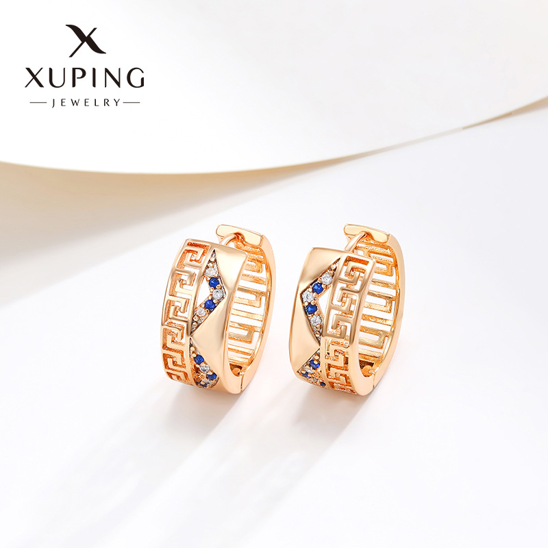 Xuping joyería artificial joya con incrustaciones gran muralla patrón vintage pendientes 18k chapado en oro pendientes de alta calidad para las mujeres
