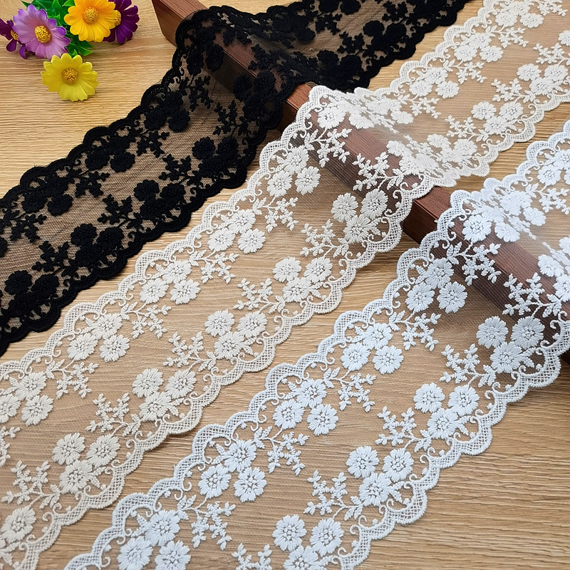 새로운 양측 작은 크레페 국화 메쉬 자수 레이스 DIY 의류 액세서리 로리타 스커트 헤드웨어 소재