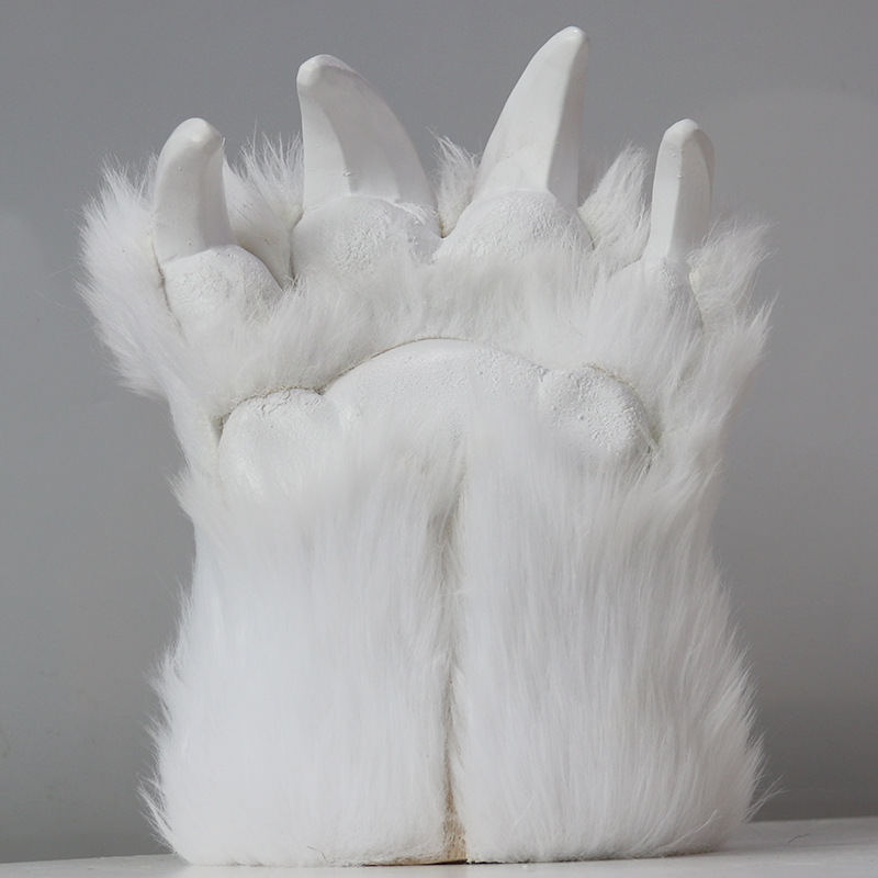 Gants de loup-garou Cosplay Halloween avec griffes de fantôme en fourrure Costume de personnage drôle d'Halloween griffes maison hantée accessoires d'horreur effrayants_voghion.com