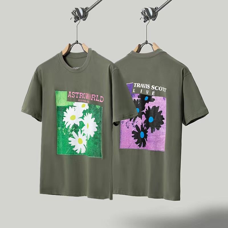 Travis de manga corta M mark Scott pequeño pato amarillo cactus relámpago rap tour TS pareja conjunta camiseta de hip-hop