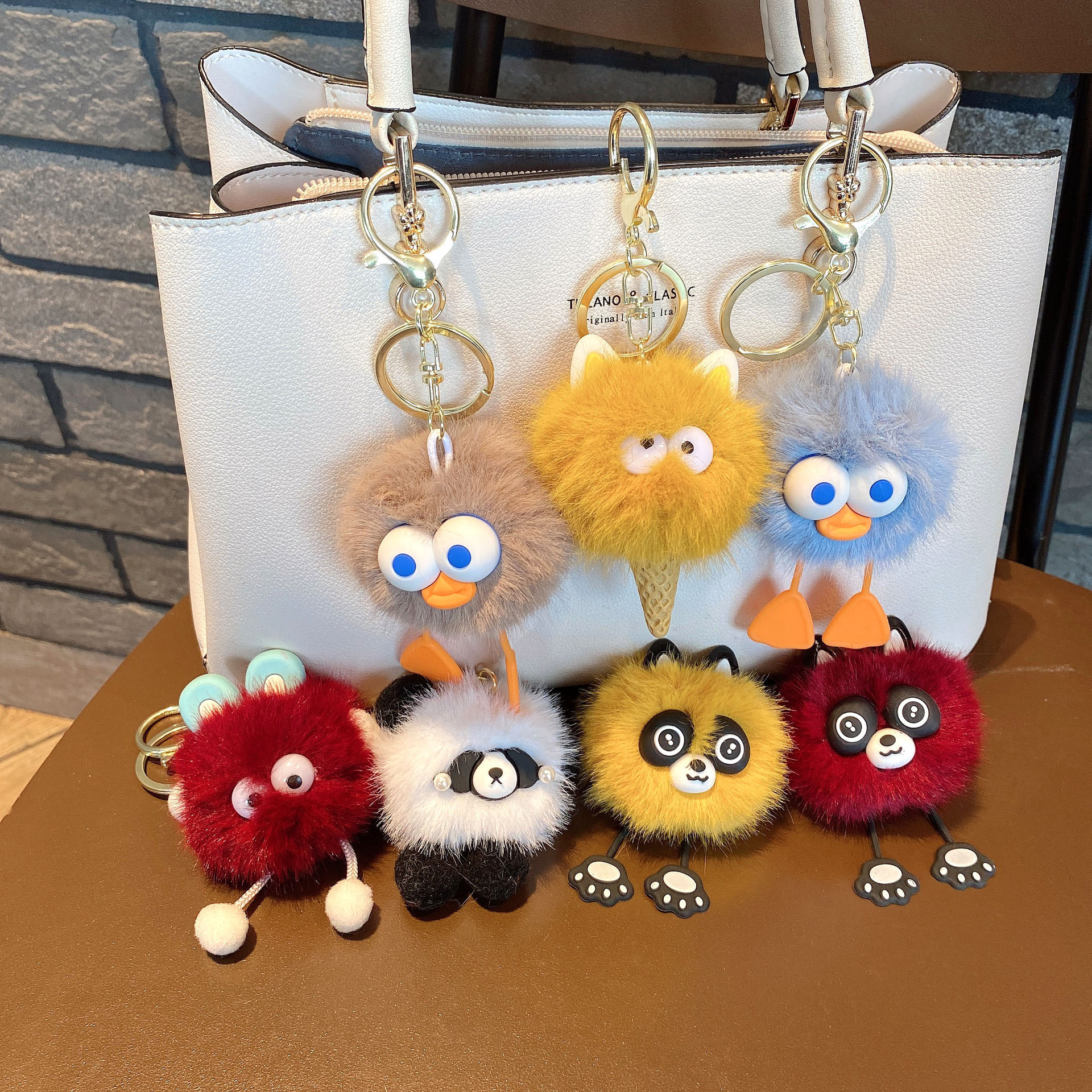 Personalidad extraña imitación de visón muñeca de peluche pareja encantadora bolsos bolsos accesorios exquisitos pequeños regalos