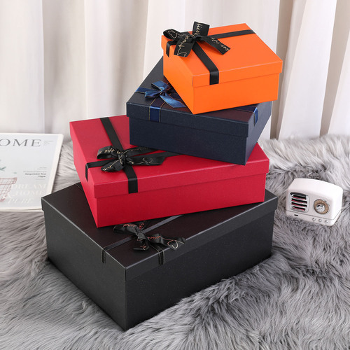 Red bow heaven and earth cover box Christmas gift box wedding souvenir gift box packaging box wholesale