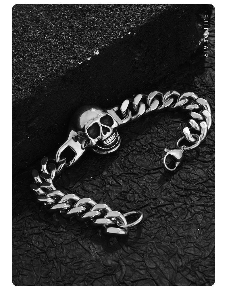 Cuban Link Chain Curb Chain Chain Type 1 Piece Quantity Casual, Street Occasion Hip-Hop Vintage Style Skull Titanium Steel Plating Men's Bracelets Men's Chain Bracelets
