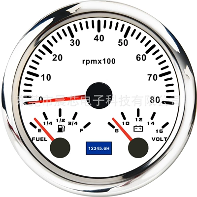 automobile instrument Multi-Function Three-In-One Car Instrument - cx8300-white-plate-8k-speed-oil-level-voltage-8-16v