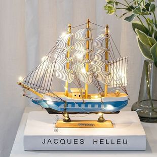 Smooth Sailing Sailboat Model Ornaments Living Room Room Wine Cabinet Decorations Birthday Female Wooden Craft Boat Male
