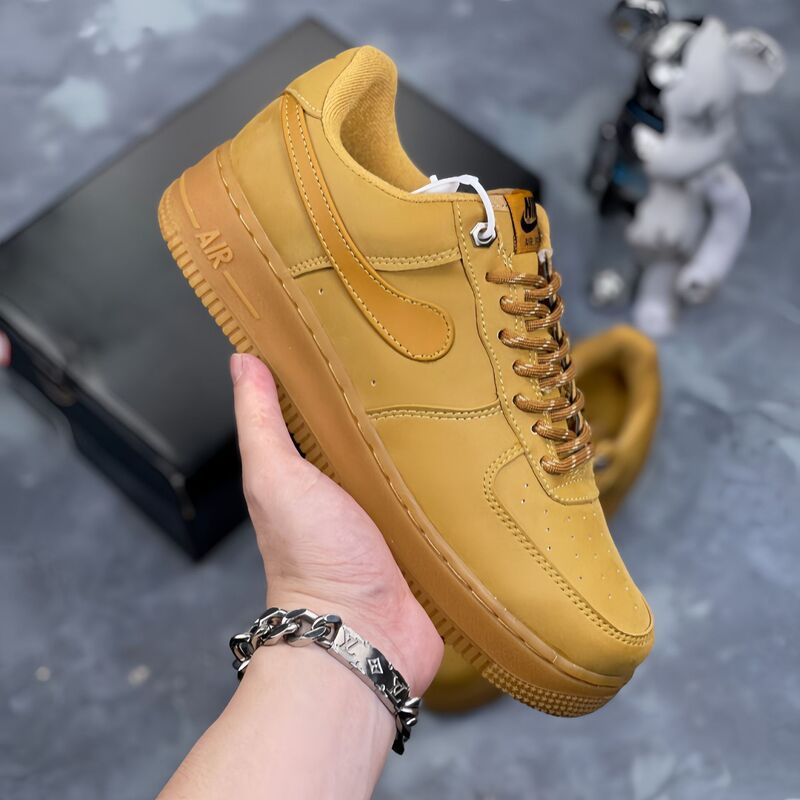 Putian Af Air Force One Wheat-Colored Low-Top Casual Sneakers Made of Top-Layer Nubuck Leather, Cross-Border Selection, Versatile and Non-Slip