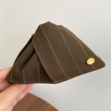 韩国条纹布艺褐色贝壳三角抓夹新款饱满后脑勺高级感扎高马尾发夹