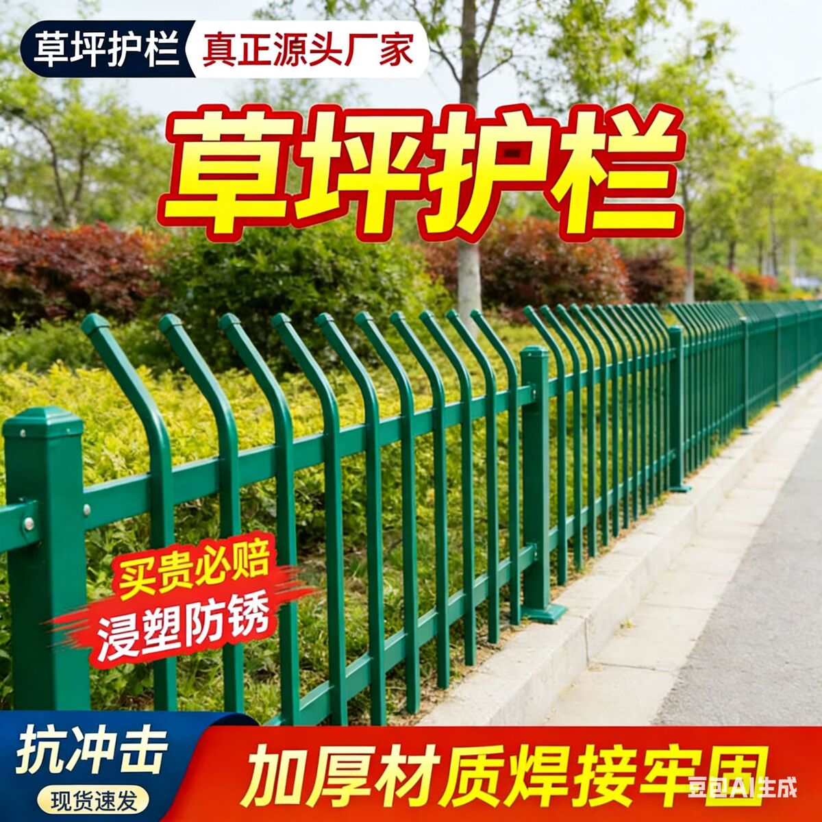 绿色防爬花坛护栏产品展示图
