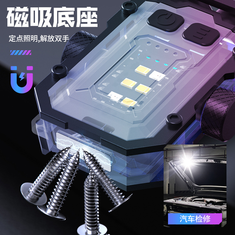 Lámpara de camping para exteriores transfronteriza, luz potente, lámpara de llavero multifuncional, lámpara de trabajo recargable, lámpara de advertencia de alto brillo, linterna portátil