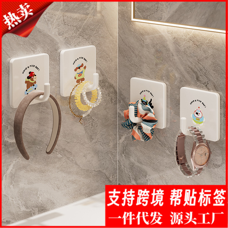 Stainless Steel Hook with Strong Adhesive for Kitchen Wall, Heavy-Duty Wall-Mounted Hook, No-Drill Metal Extended Adhesive Hook