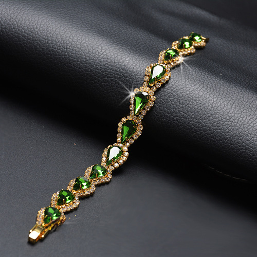 European and American Cross-Border Jewelry Fashion OL Crystal Bracelet for Women Gold Sparkling Full Diamond Quick Ship Handmade Accessories