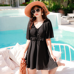 Plus-size women's swimsuit, 200 pounds, one-piece loose body-hiding slimming conservative hot spring swimsuit 028206