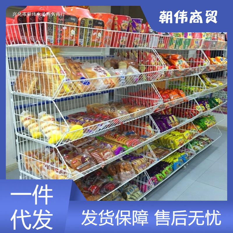 带轮子叠笼零食可移动斜口篮超市货架网篮加粗商品商场杂货架仓储