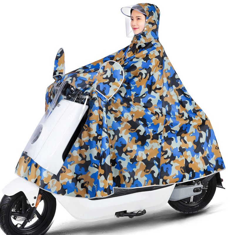Batería eléctrica coche impermeable camuflaje cuerpo completo extra-grande engrosada hombres y mujeres de la motocicleta ciclismo solo poncho de verano a prueba de lluvia