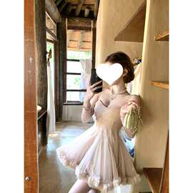 迟伞伞26/ss 桃乐丝 10米耗材裸色花朵吊带蓬蓬芭蕾连衣裙短裙女