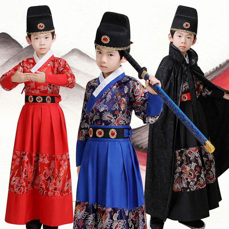 Boys' Hanfu, Handsome Imperial Guard Flying Fish Costume, Children's Dragon Robe, New Stylish Ancient Costume for Elementary School Students, Team Building, Halloween