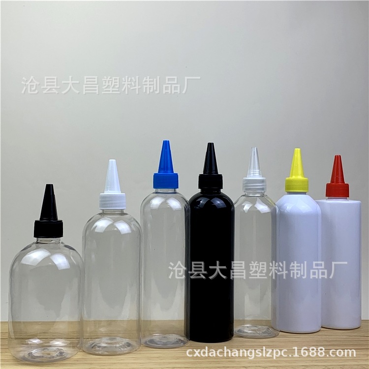 现货 300ml尖嘴塑料瓶 pet透明分装瓶液体润滑油滴瓶 按压点胶瓶
