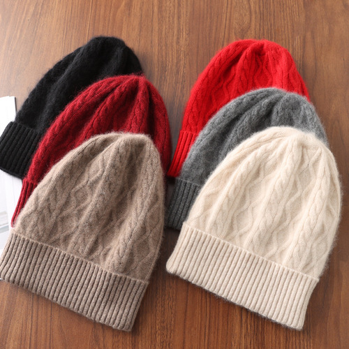 Autumn and winter pure wool woolen hat with large head circumference for men and women, cashmere woolen hat, knitted ear protection warm and cold hat