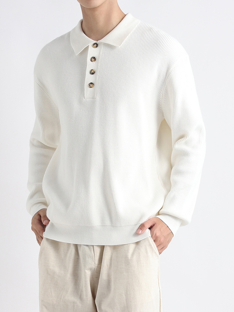 Suéter de polo de lujo ligero de lujo de lujo de lujo de alto nivel, polo de punto con collar casual para hombres