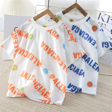 短袖T恤儿童女童夏季潮牌印花大童韩版休闲男童速干T童装一件代发