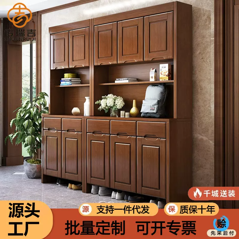 鞋柜入户进门玄关换鞋凳中式隔断实木多层门厅收纳储物柜厂家直销
