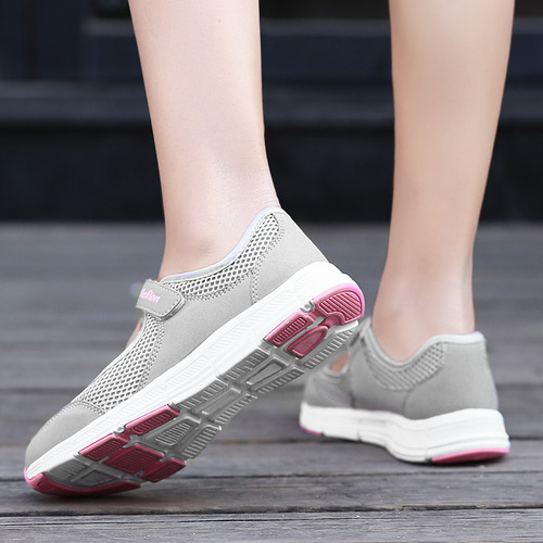 Fall Trend Fashion Mother Casual Shoes Large Size Breathable Lightweight Plain Mesh Shoes for Women