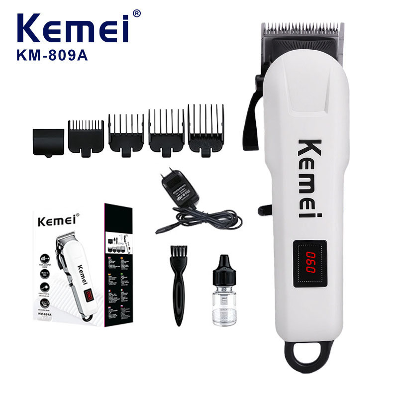 Cortadora de Pelo Kemei KM-809A, Recortadora de Pelo Eléctrica con Pantalla LCD, Enchufe Transfronterizo de Amazon, Cortadora de Pelo Profesional para Salón