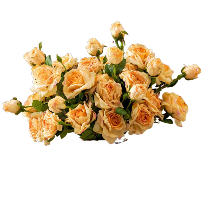法式焦边玫瑰花假花复古客厅餐桌仿真花装饰干花摆件绢花插花摆设|undefined