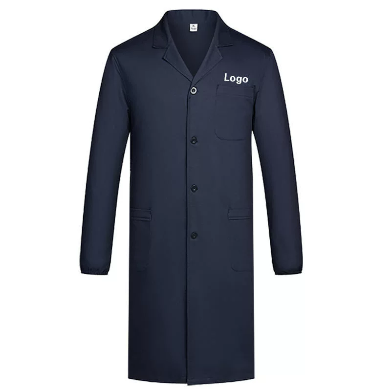 Рабочая одежда, мужская длинная спецодежда из чистого хлопка, синее пальто, износостойкий, пыленепроницаемый, грязеотталкивающий, антистатический лабораторный халат