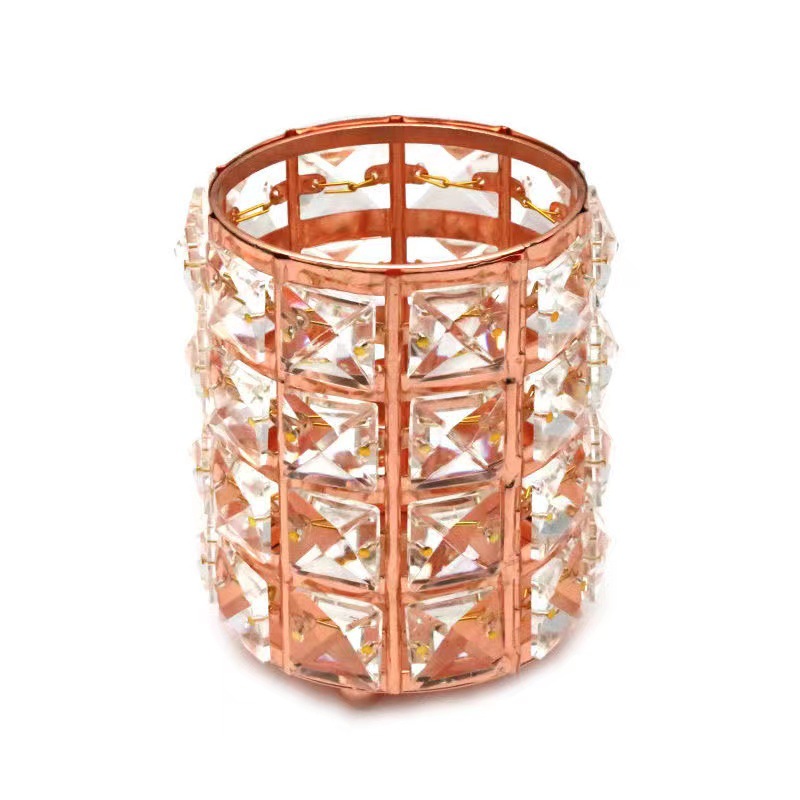 Venta caliente de cristal europeo pluma titular maquillaje cepillo tubo de almacenamiento de escritorio tocador tienda de uñas belleza ceja cepillo cubo al por mayor