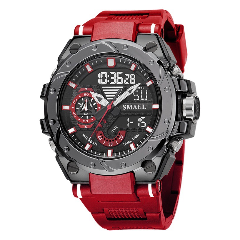 SMAEL small moda marca aleación reloj de los hombres multi-funcional fresco doble pantalla al aire libre impermeable reloj electrónico