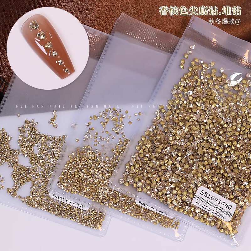 Champagne Color Nail Pointed Drill Round Small Drill Austrian Drill Czech Rhinestone Phototherapy Nail Polish Glue Decoration Drill Champagne Color Nail Pointed Drill Round Small Drill Austrian Drill Czech Rhinestone Phototherapy Nail Polish Glue Decoration Drill