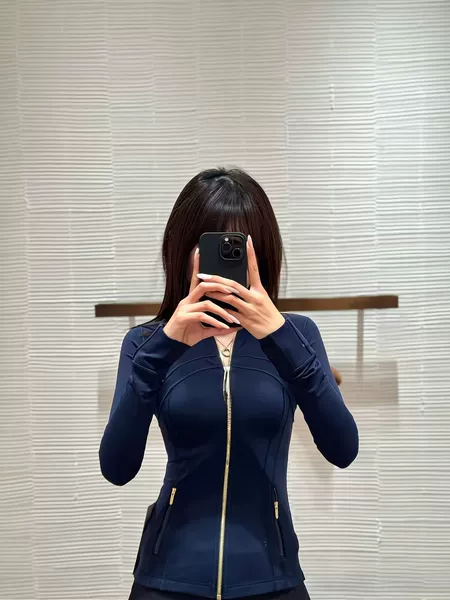 Navy long jacket with zipper