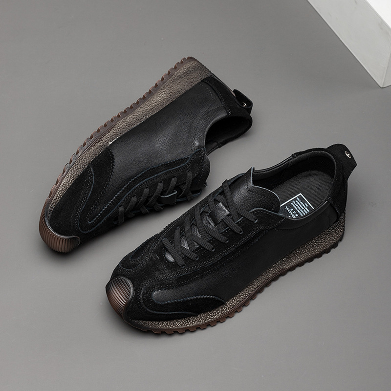 2025 New Men's Breathable Trendy Hot-Selling Genuine Leather Sneakers Retro Sports Casual White Shoes New_vogvips.com