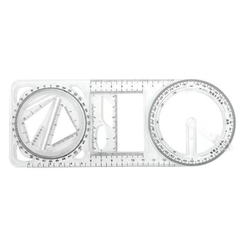 Regla de dibujo multifuncional para estudiantes de primaria y secundaria Regla de geometría Regla de función geométrica Regla de triángulo Goniómetro