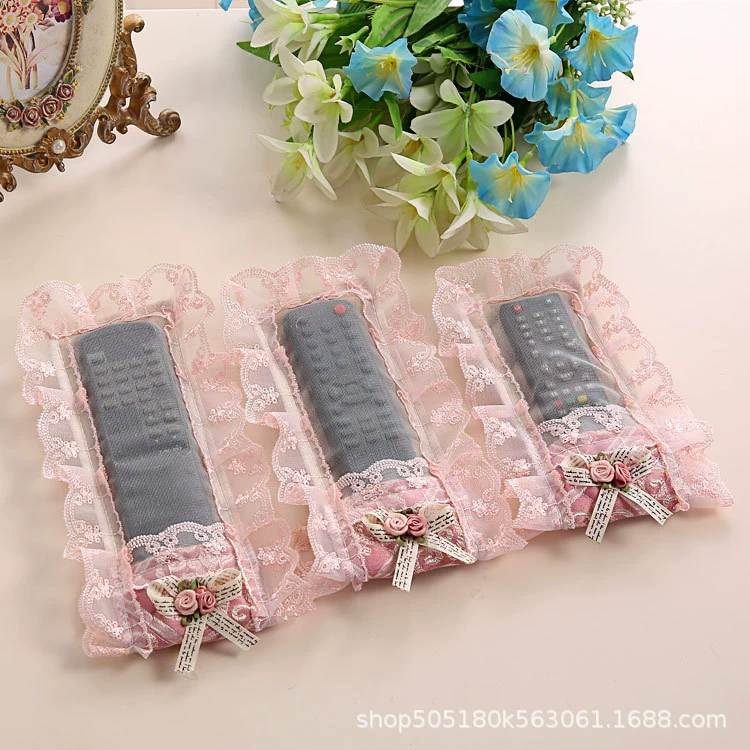 Чехол для пульта дистанционного управления из ткани с кружевом, чехол для ТВ-приставки, защитный чехол для кондиционера, бытовой пылезащитный чехол, кружевное украшение