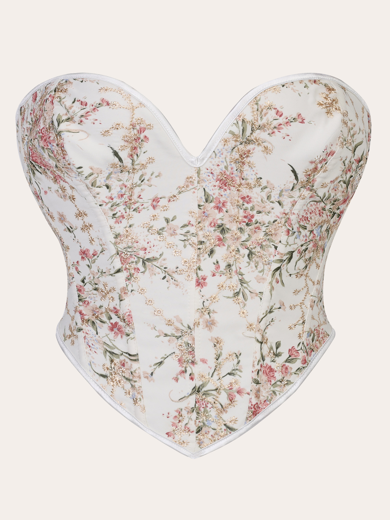 Blanco bordado damas pechos cortos corte