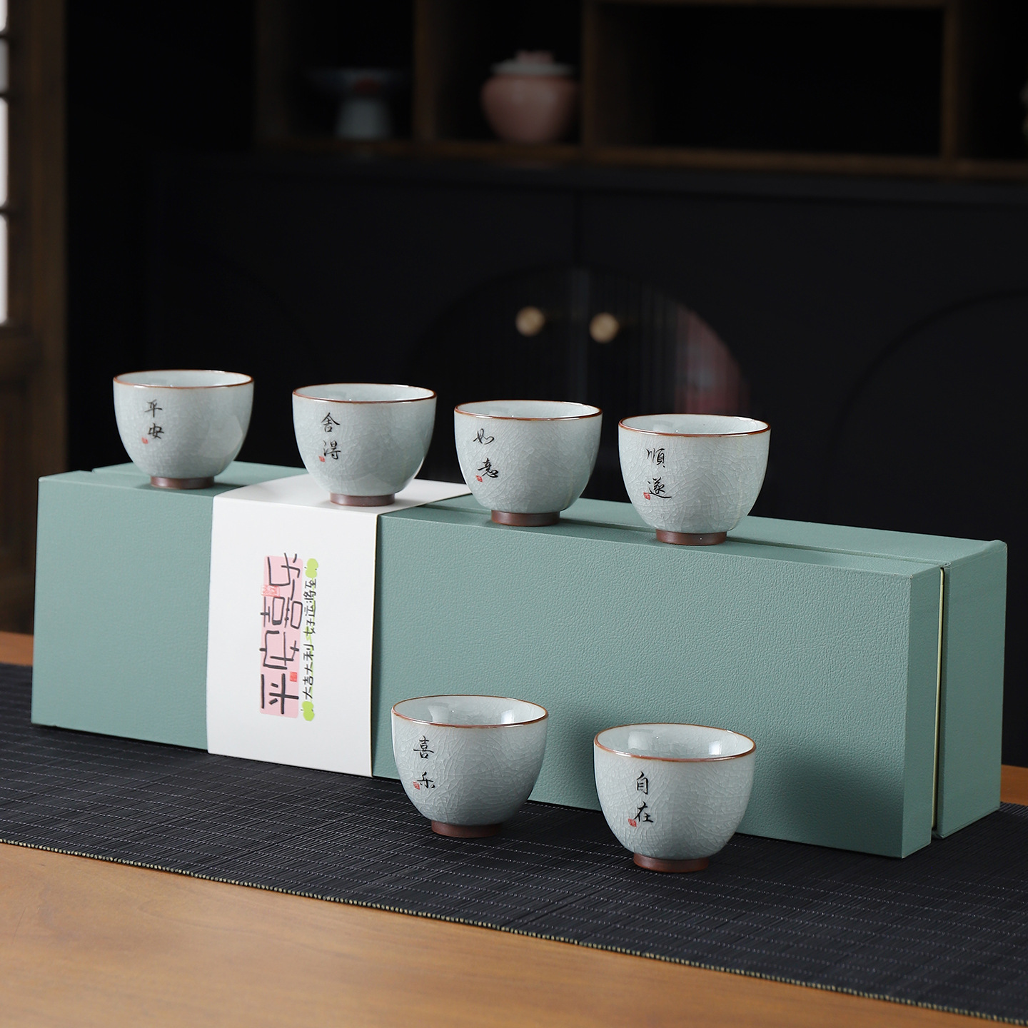 畅销汝窑冰花主人杯家用大号茶盏单杯陶瓷杯个人手写定 制品茗杯