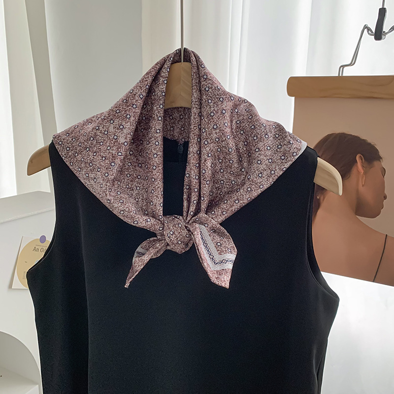 Bufanda de seda, bufanda cuadrada pequeña, nueva flor de anacardo, bufanda de seda de imitación, protección para el cuello de alta calidad, bufanda, chal, diadema