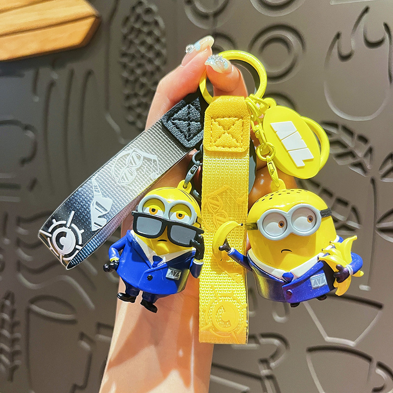 Genuine Minions Agent Series Keychain Cute Cartoon Doll Keychain Couple Bag Pendant Small Gift