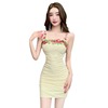 Sweet and spicy floral backless pleated slim fit dress
